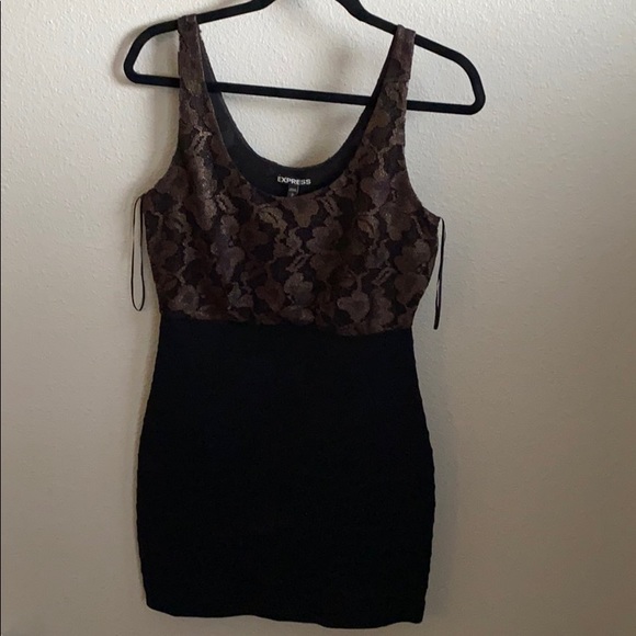 Express Black and Brown Lace Dress - Picture 1 of 3